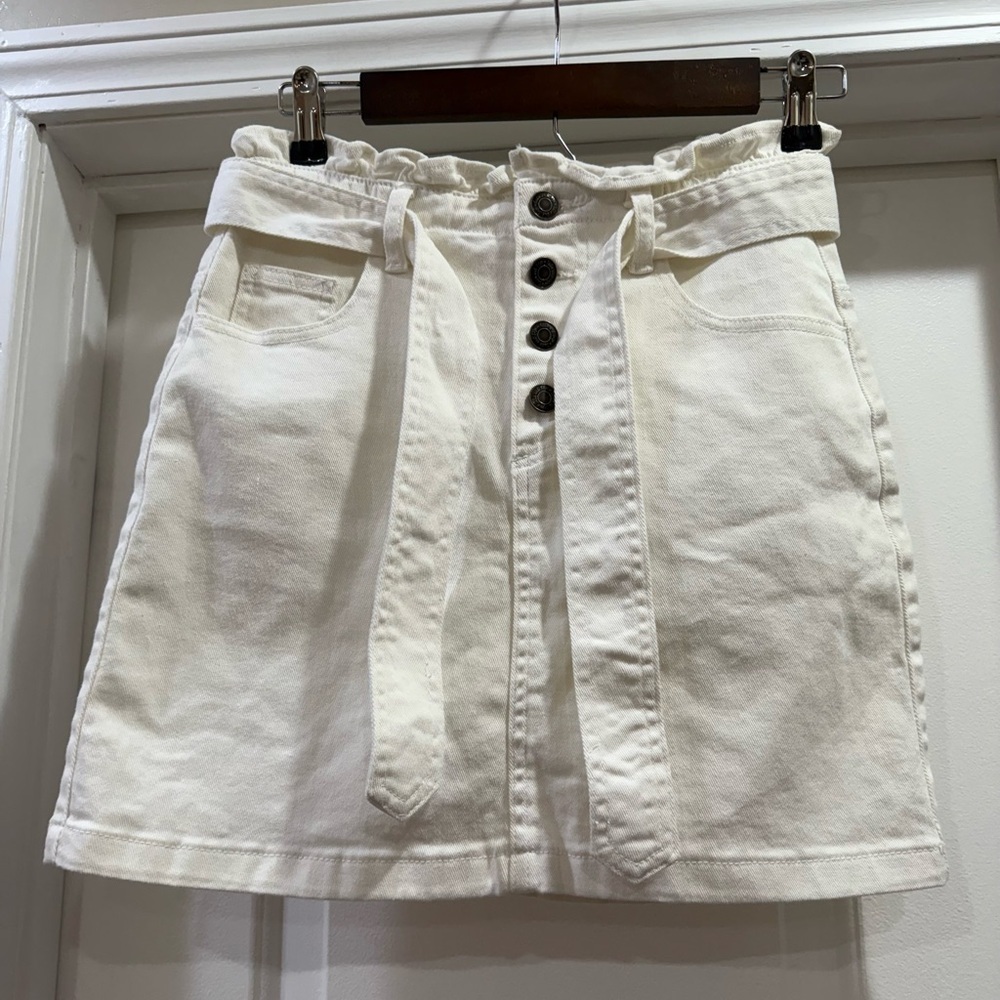 Luca + Grae White Denim Skirt with Tie Waist Size Small